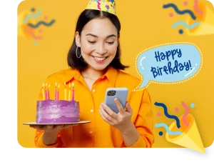 Happy Birthday girl receiving a Gift Card Market gift card